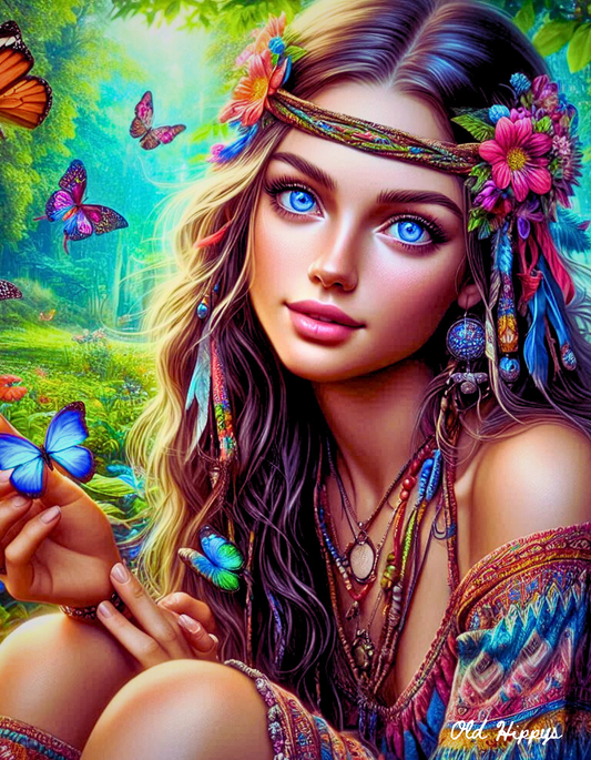 Hippie Beauty Series 1 Digital Art by Old Hippy
