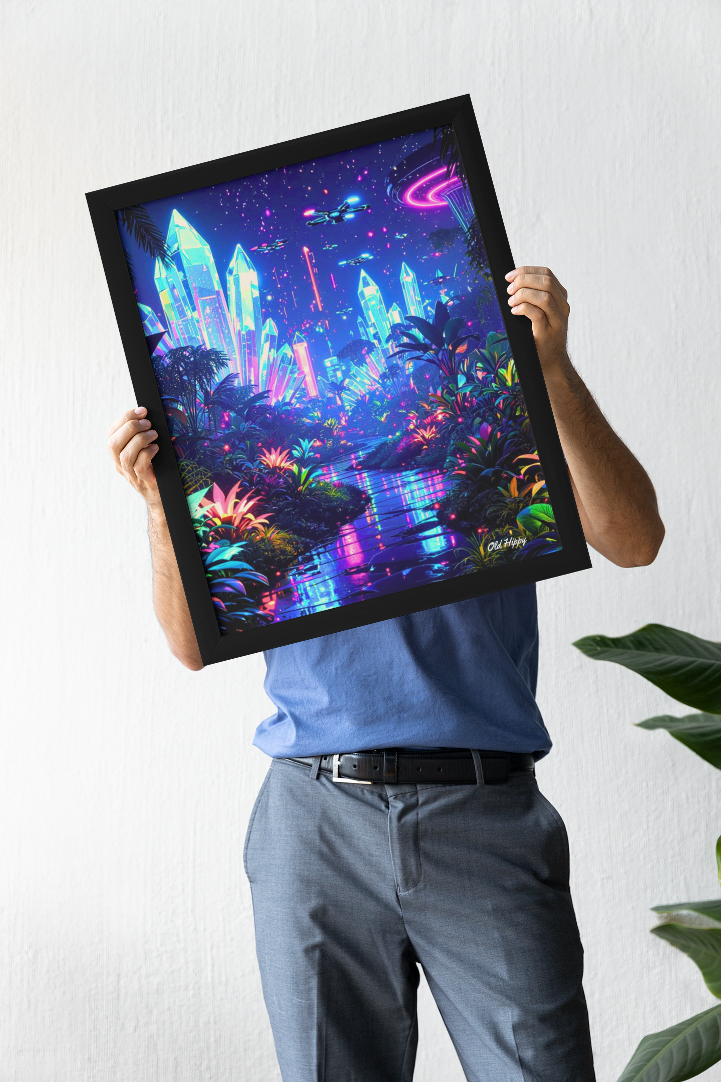 Electric Eden: A Journey Through the Neon Wilds Digital Art by Old Hippy