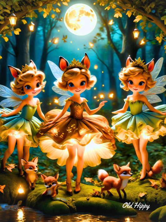 Moonlight Fairy Dance 1 AI Digital Art by Old Hippy