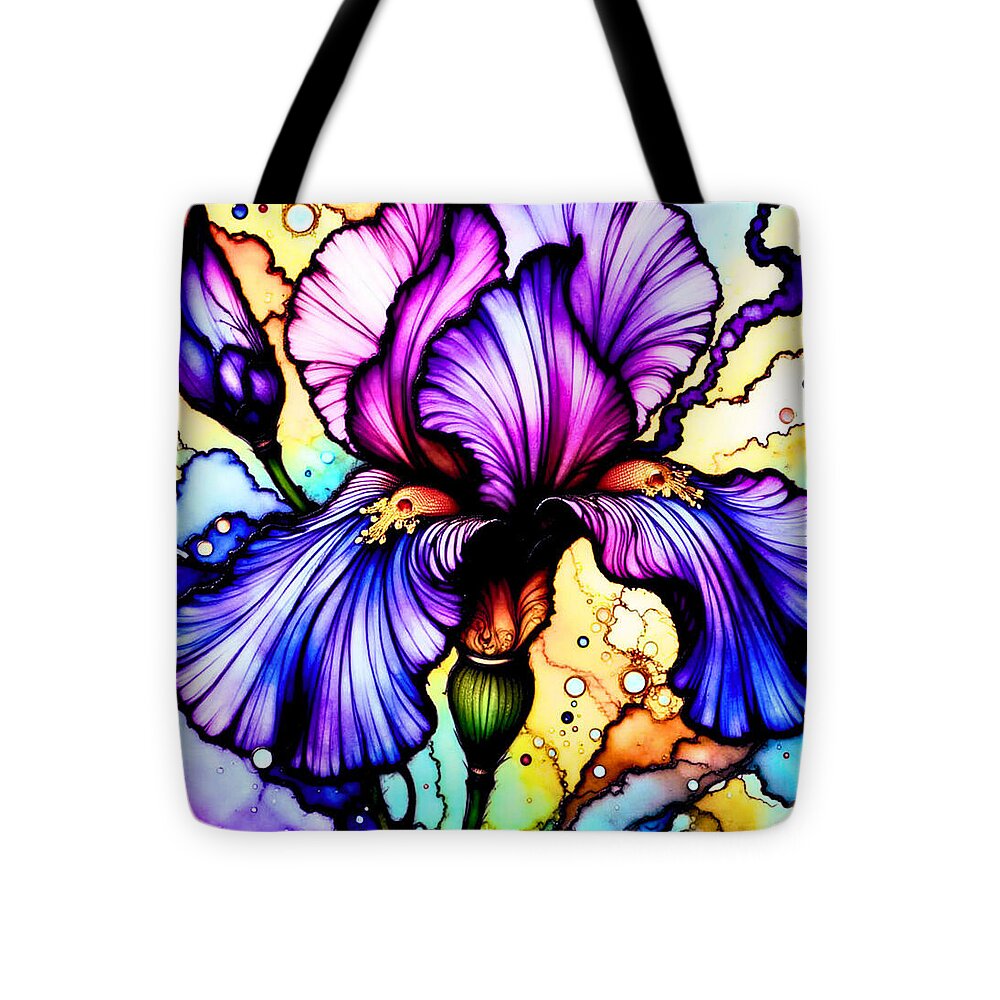 Stained Glass Iris 1 - Tote Bag