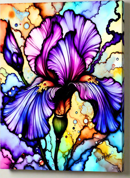 Stained Glass Iris 1 - Acrylic Print