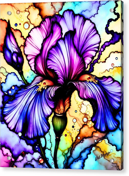 Stained Glass Iris 1 - Acrylic Print