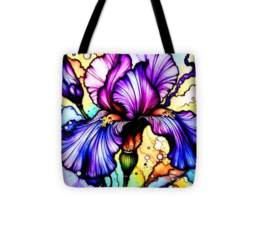 Stained Glass Iris 1 - Tote Bag