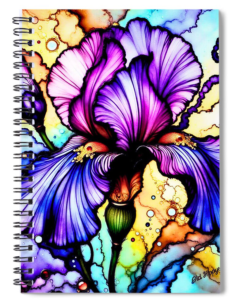 Stained Glass Iris 1 - Spiral Notebook