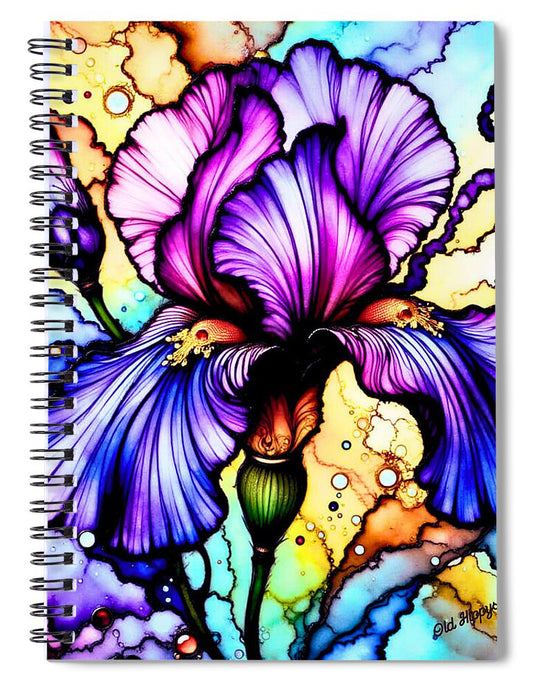 Stained Glass Iris 1 - Spiral Notebook