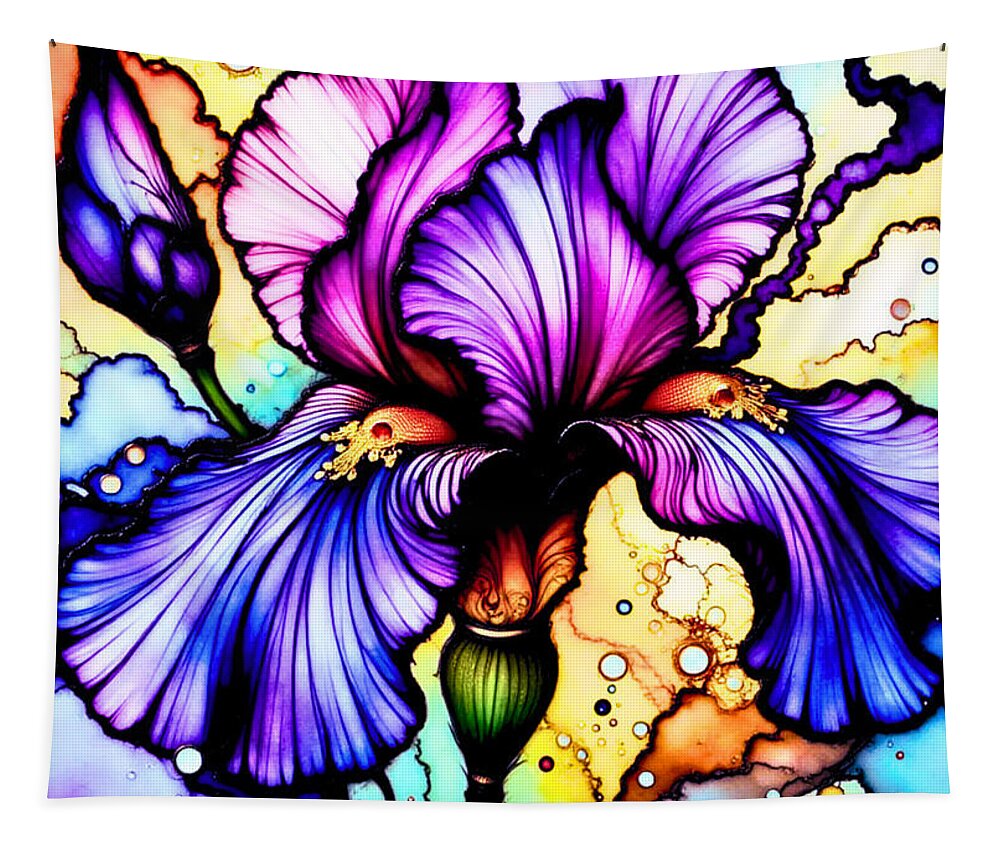 Stained Glass Iris 1 - Tapestry