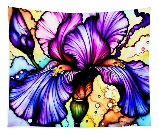 Stained Glass Iris 1 - Tapestry