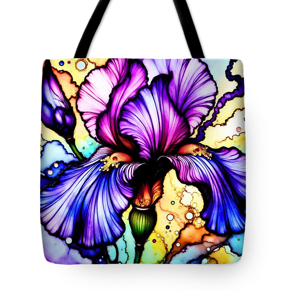 Stained Glass Iris 1 - Tote Bag