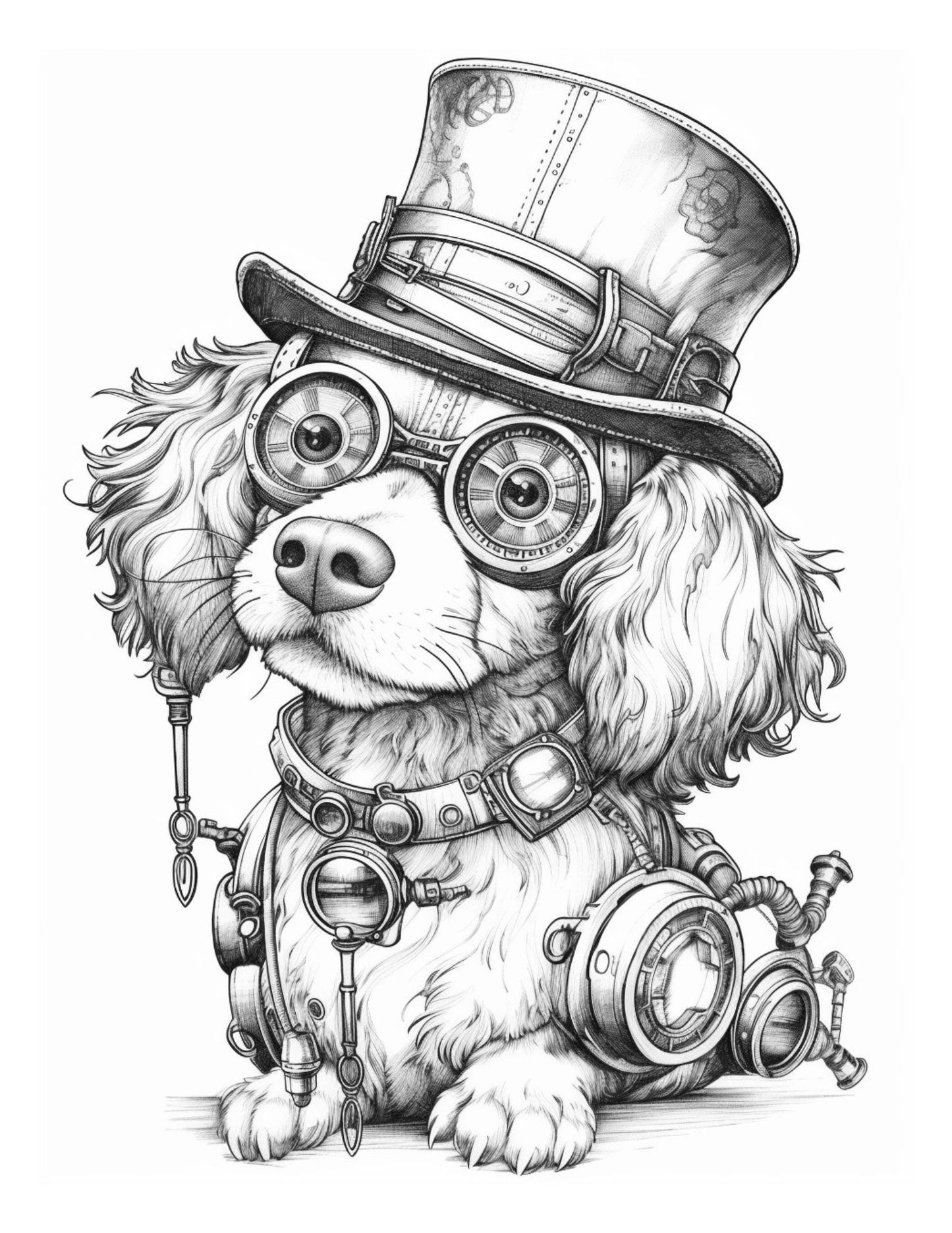 Steampunk Dogs Coloring Pages-Created by Old Hippy