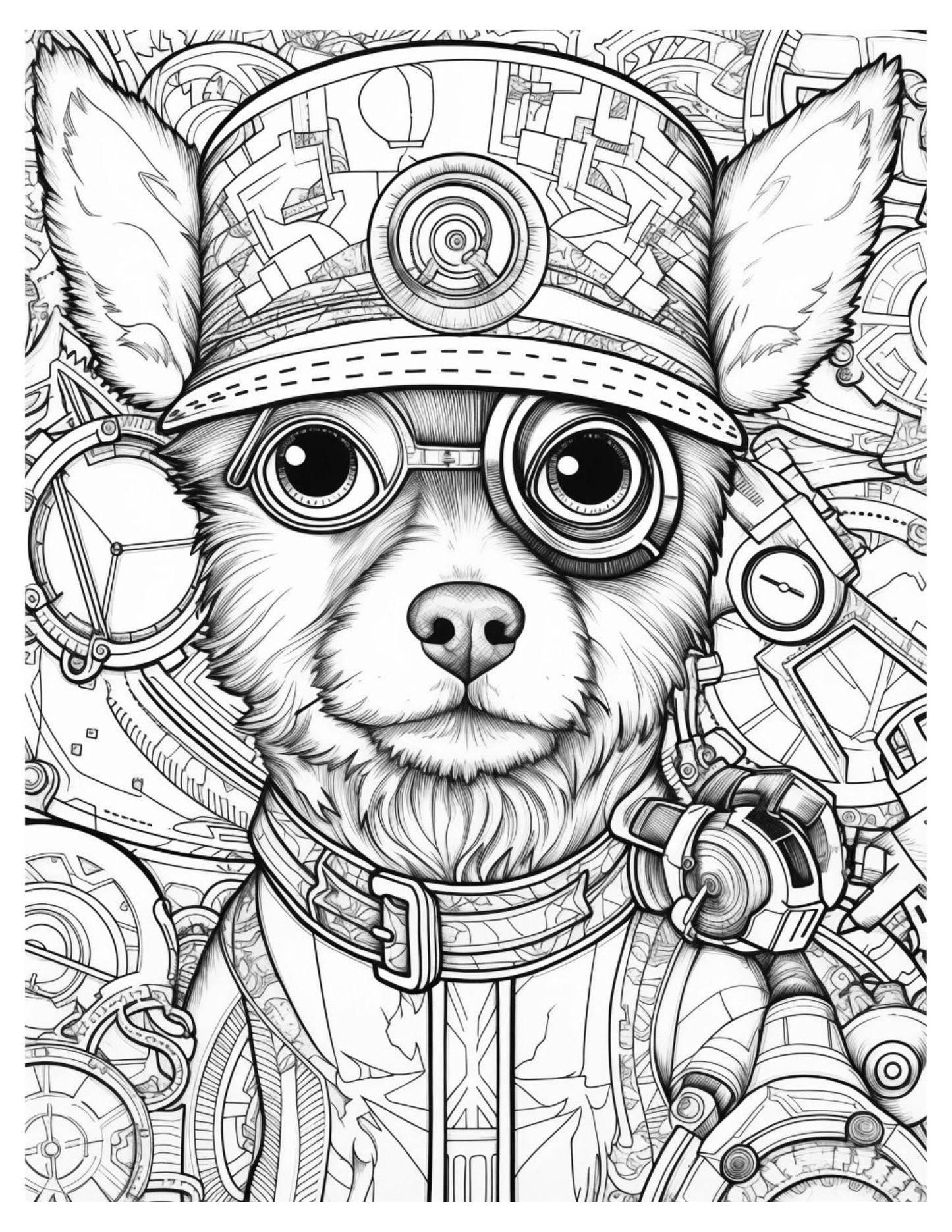 Steampunk Dogs Coloring Pages-Created by Old Hippy
