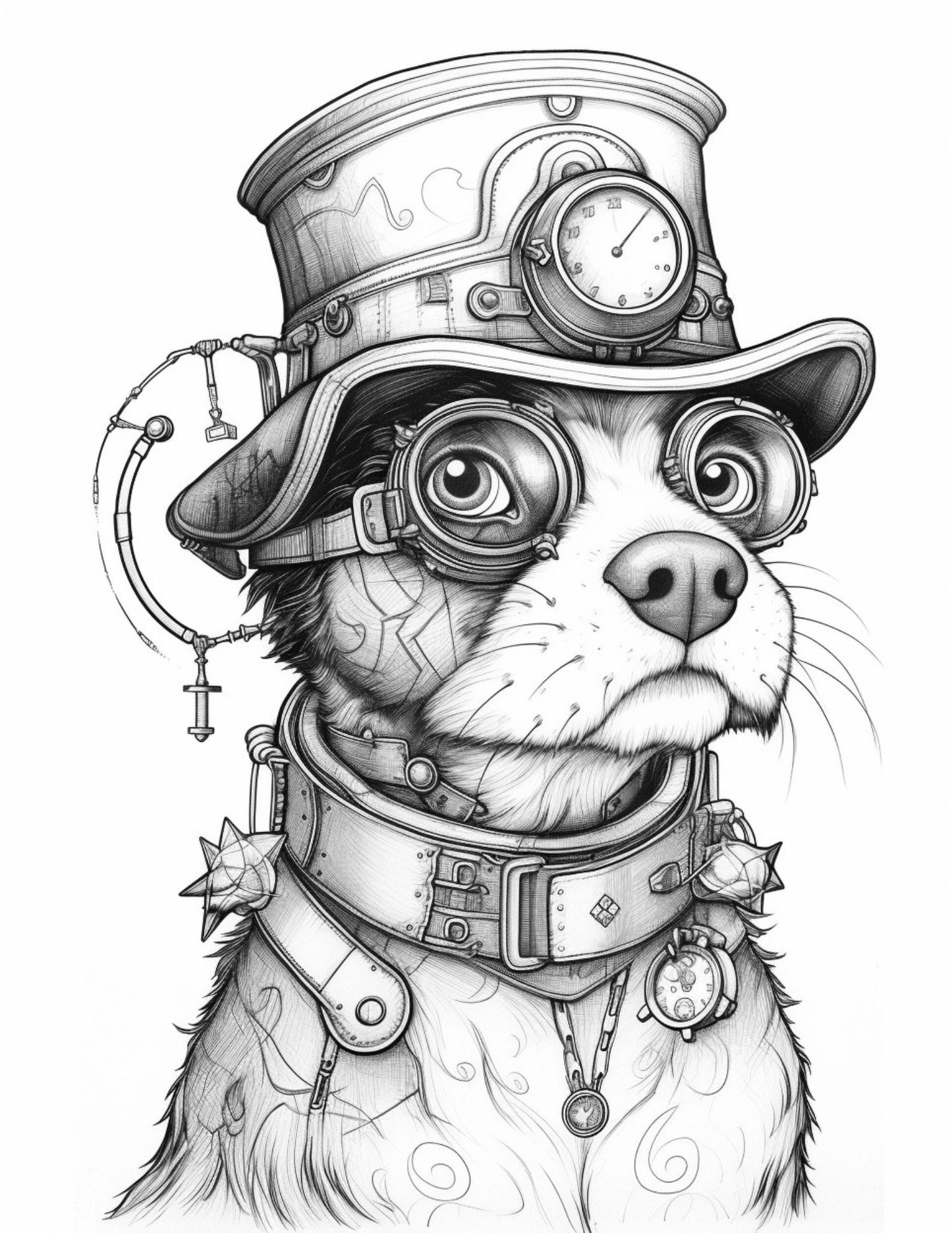 Steampunk Dogs Coloring Pages-Created by Old Hippy