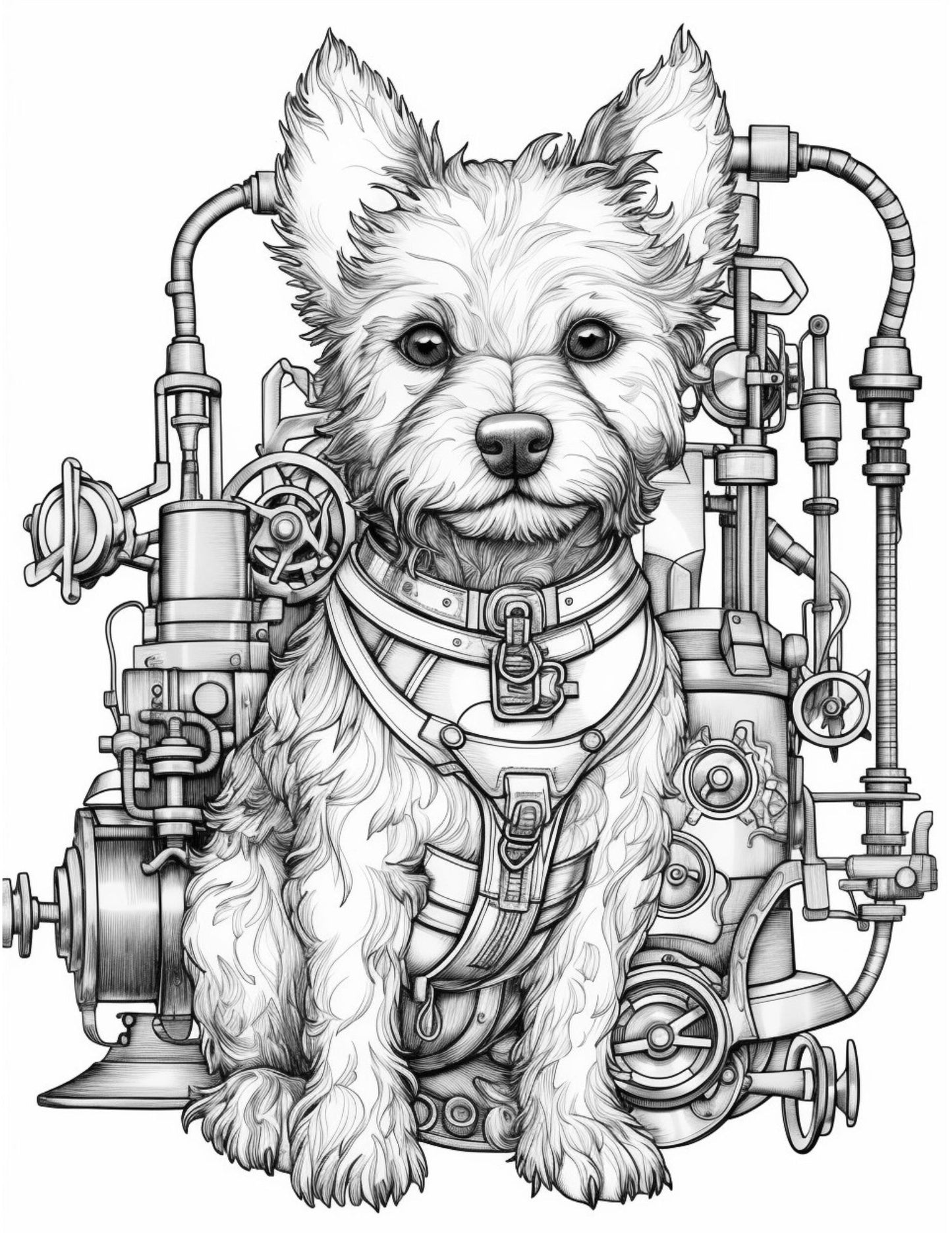 Steampunk Dogs Coloring Pages-Created by Old Hippy