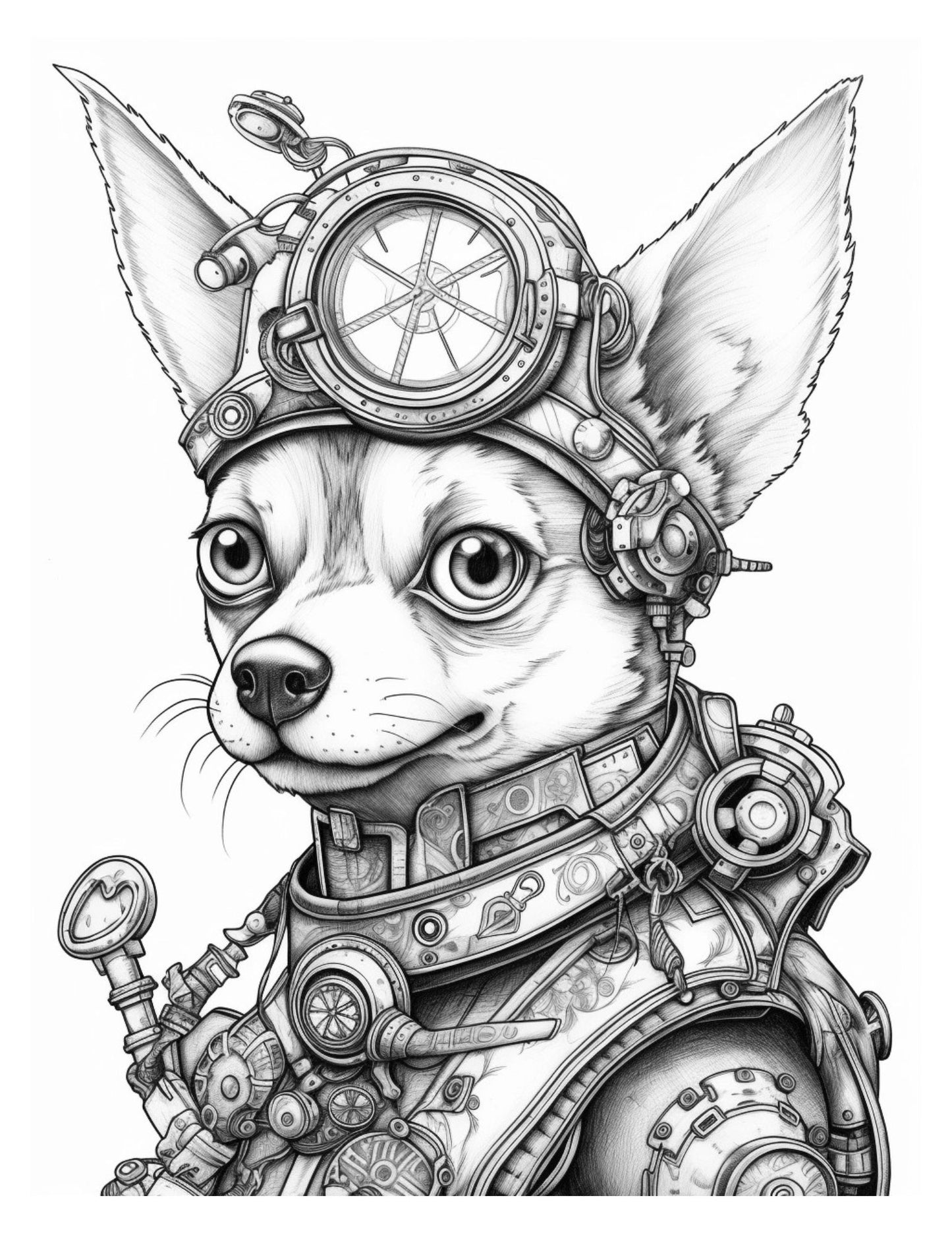 Steampunk Dogs Coloring Pages-Created by Old Hippy