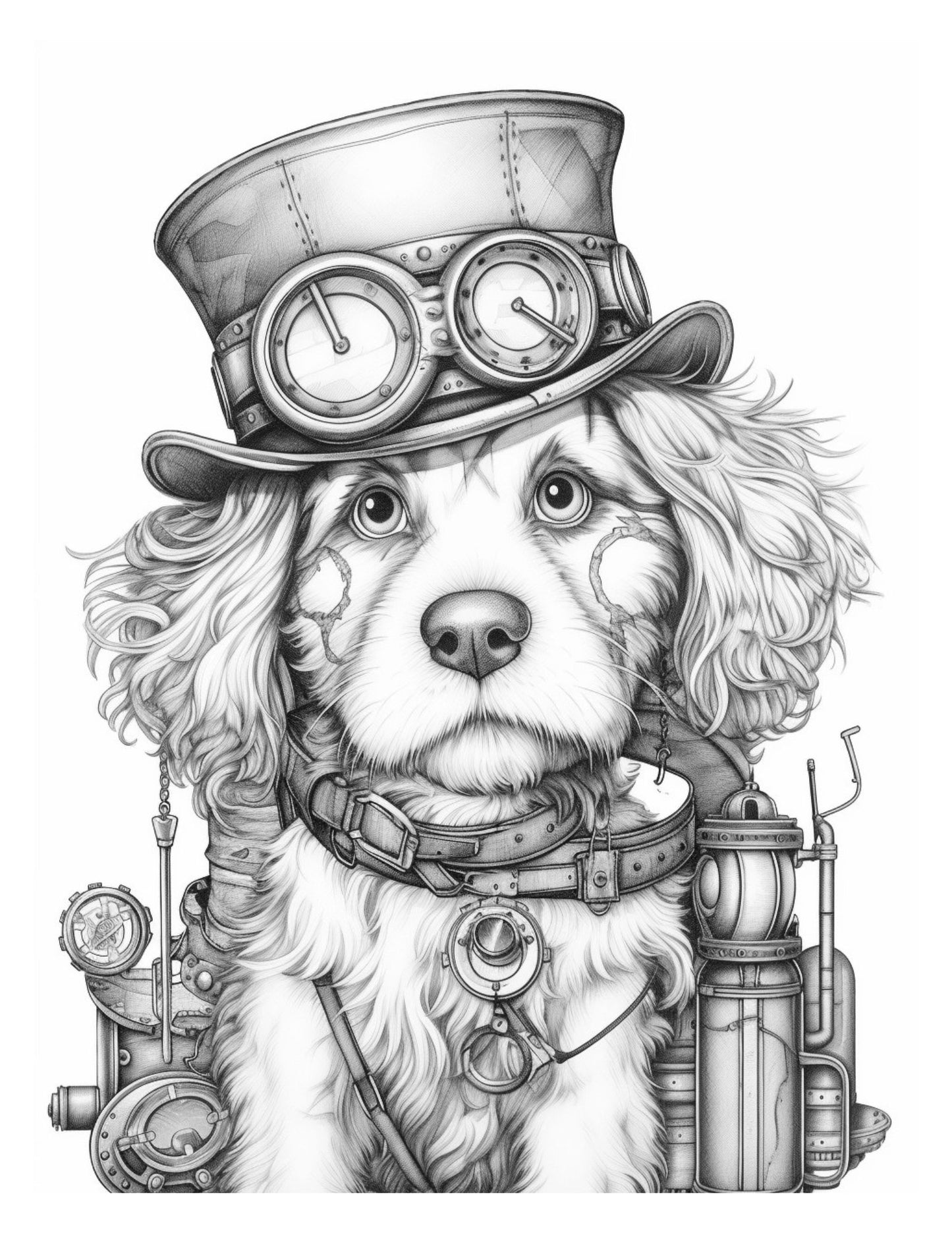 Steampunk Dogs Coloring Pages-Created by Old Hippy