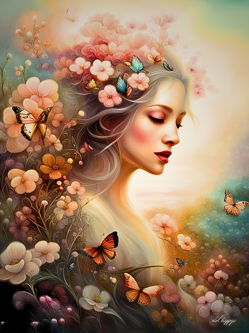 Bohemian Woman with Butterflies