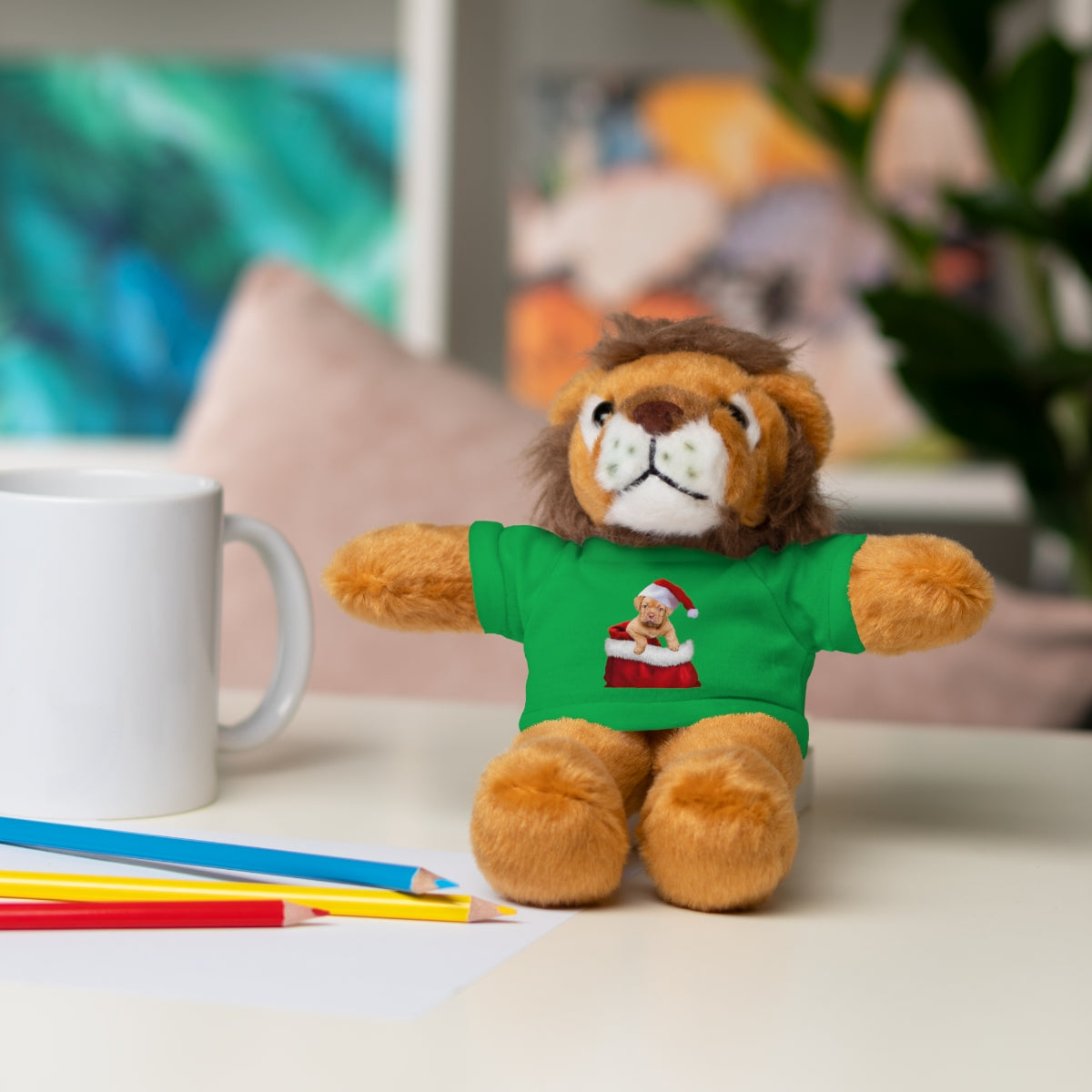 Stuffed Bear with Christmas Puppy