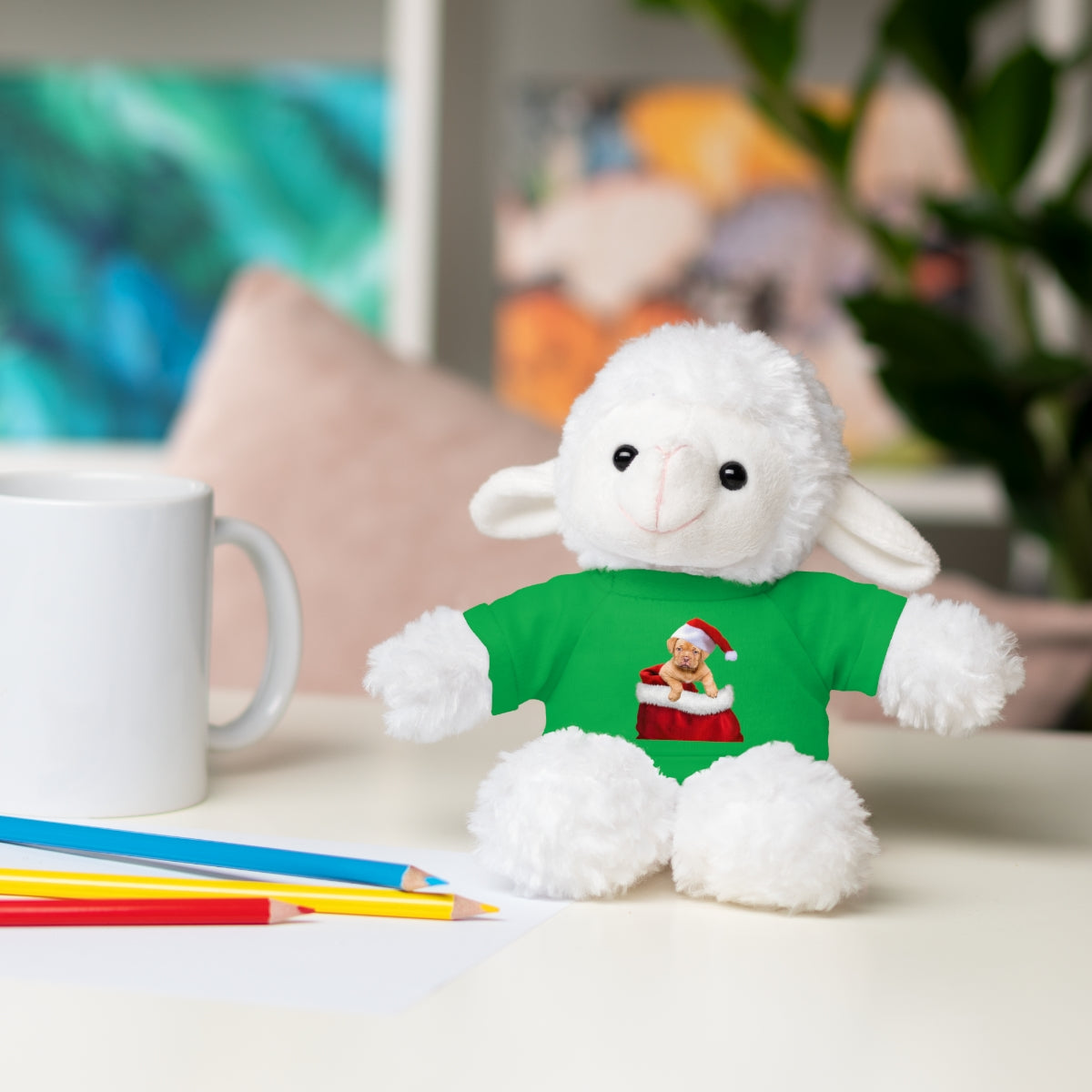 Stuffed Bear with Christmas Puppy