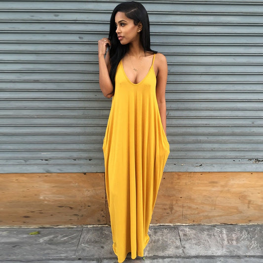 Solid Cover up Sleeveless Maxi Beach Dress