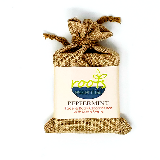 Peppermint FACE & BODY CLEANSER BAR  (VEGAN) + Mesh Scrub