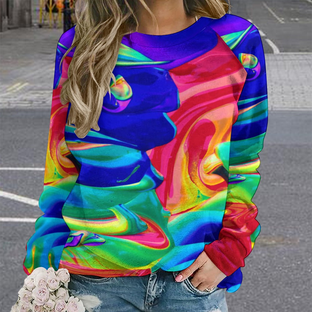 Abstract Art All Over Print Custom Women's New Raglan Crew Neck Sweatshirt by Old Hippy