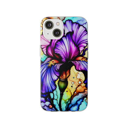 Stained Glass Iris Smartphone Case — Vibrant Purple Watercolor Phone Cover