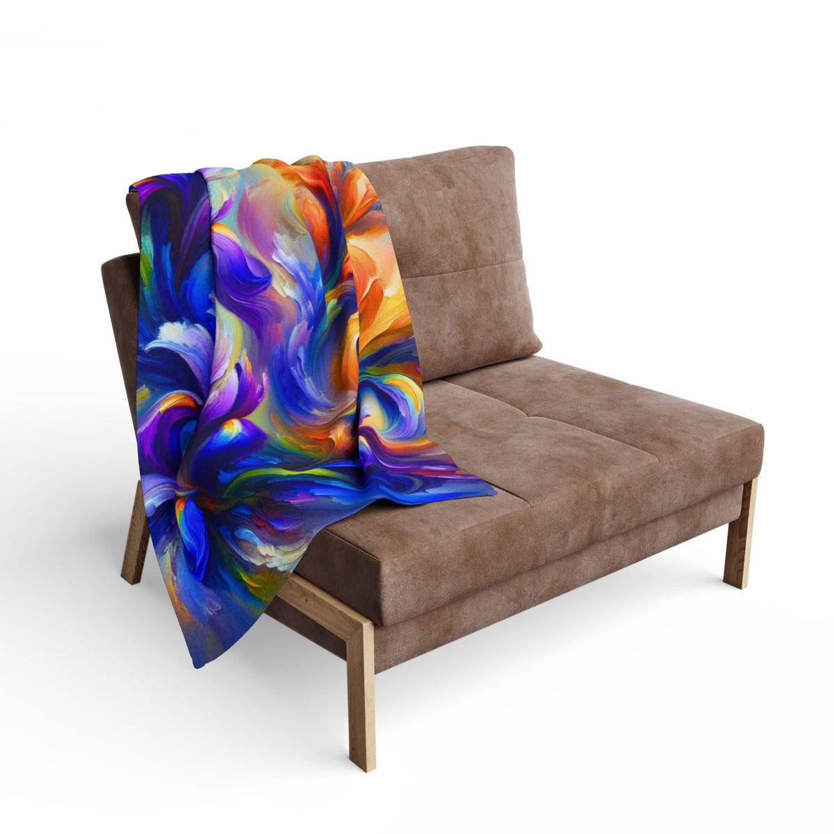 Arctic Fleece Blanket — Vibrant Abstract Iris Floral Swirl Throw