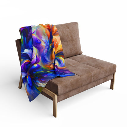 Arctic Fleece Blanket — Vibrant Abstract Iris Floral Swirl Throw