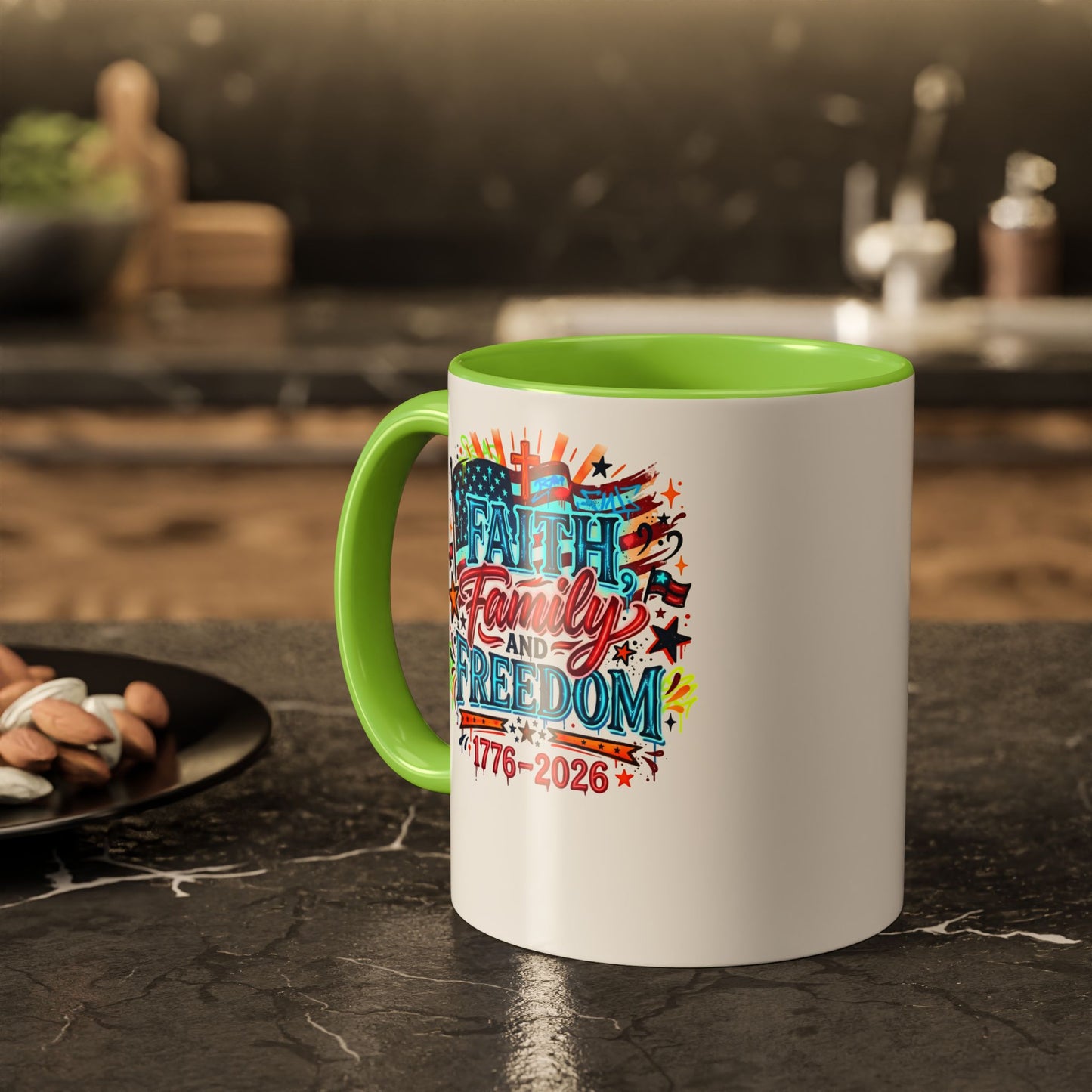 Faith Family Freedom 1776–2026 Patriotic Coffee Mug