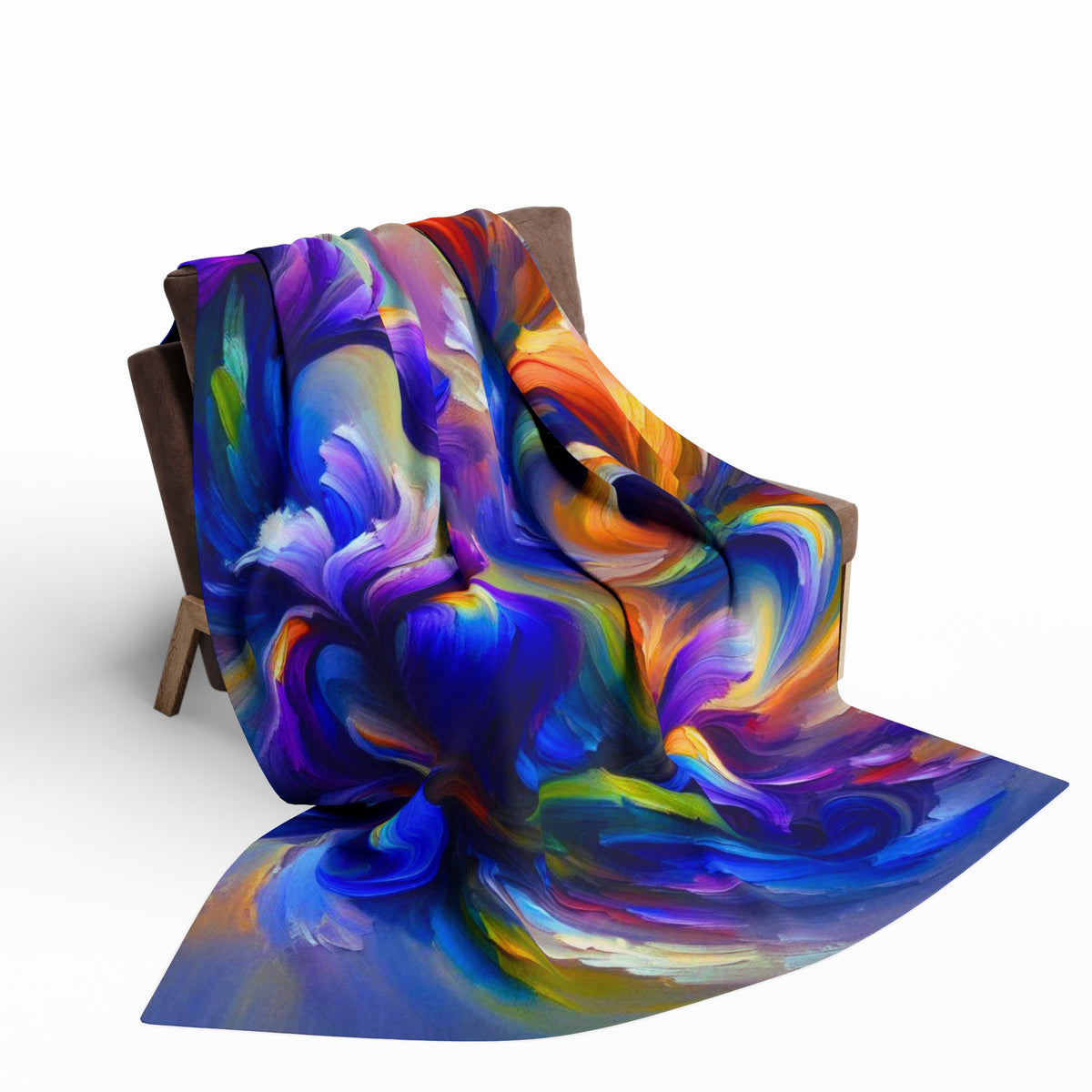 Arctic Fleece Blanket — Vibrant Abstract Iris Floral Swirl Throw
