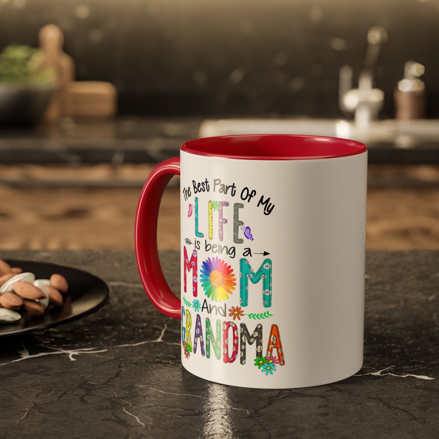 Mom and Grandma Colorful Ceramic Mug — "The Best Part of My Life is Being a Mom and Grandma" (11oz/15oz)