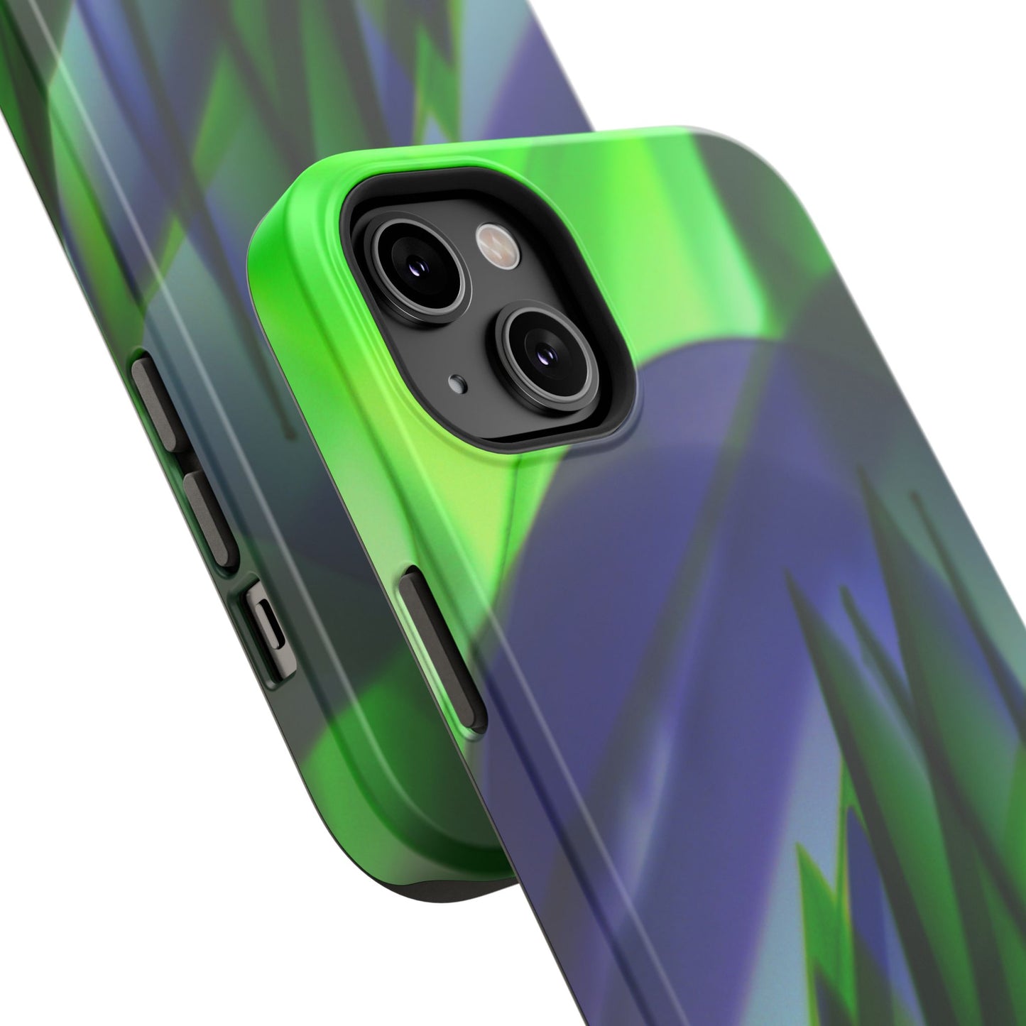 — Green Blue Abstract Wave Design Impact-Resistant Phone Case