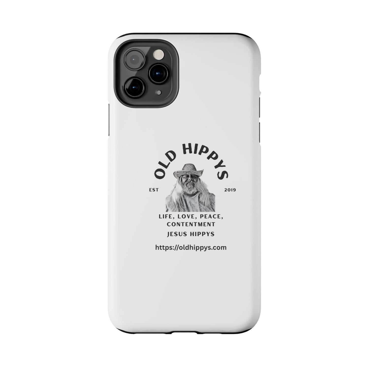 Old Hippys Phone Case — 'Life, Love, Peace, Contentment' Tough Protective Case