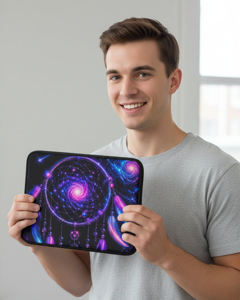 Cosmic Dreamcatcher Laptop Sleeve — Neon Boho Protective Case