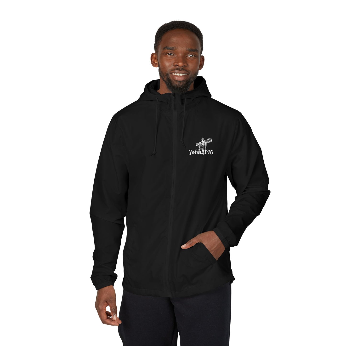 Windbreaker Jacket — John 3:16 & Cross Chest Logo