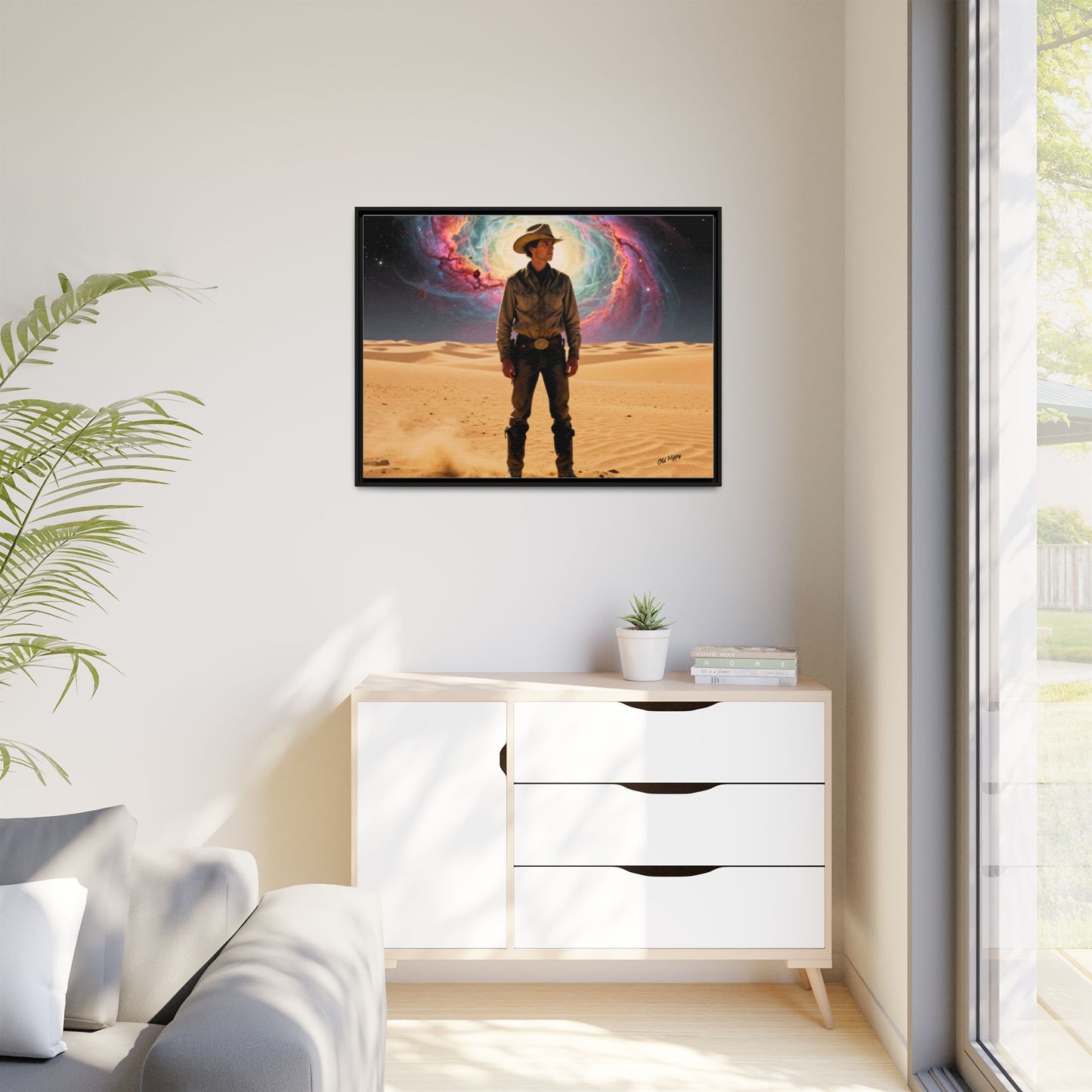Stardust Wrangler- Framed Canvas AI Art by Old Hippy