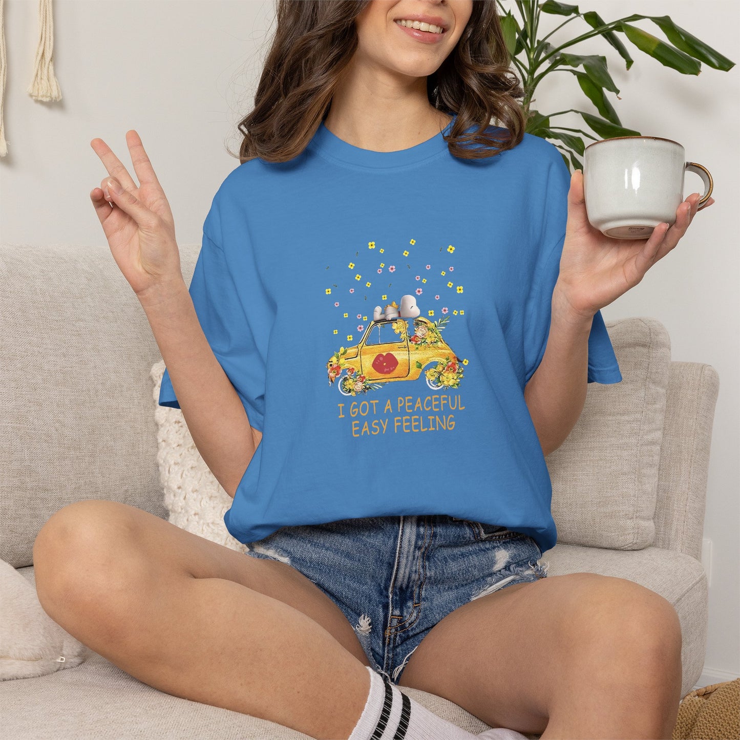 Snoopy 'Peaceful Easy Feeling' T-Shirt — VW Beetle Retro Lyrics Tee