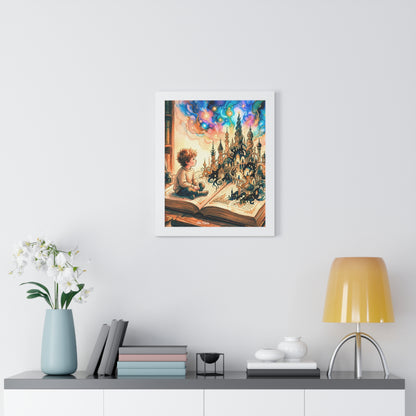 Where Words Become Worlds Wood Framed Art Print