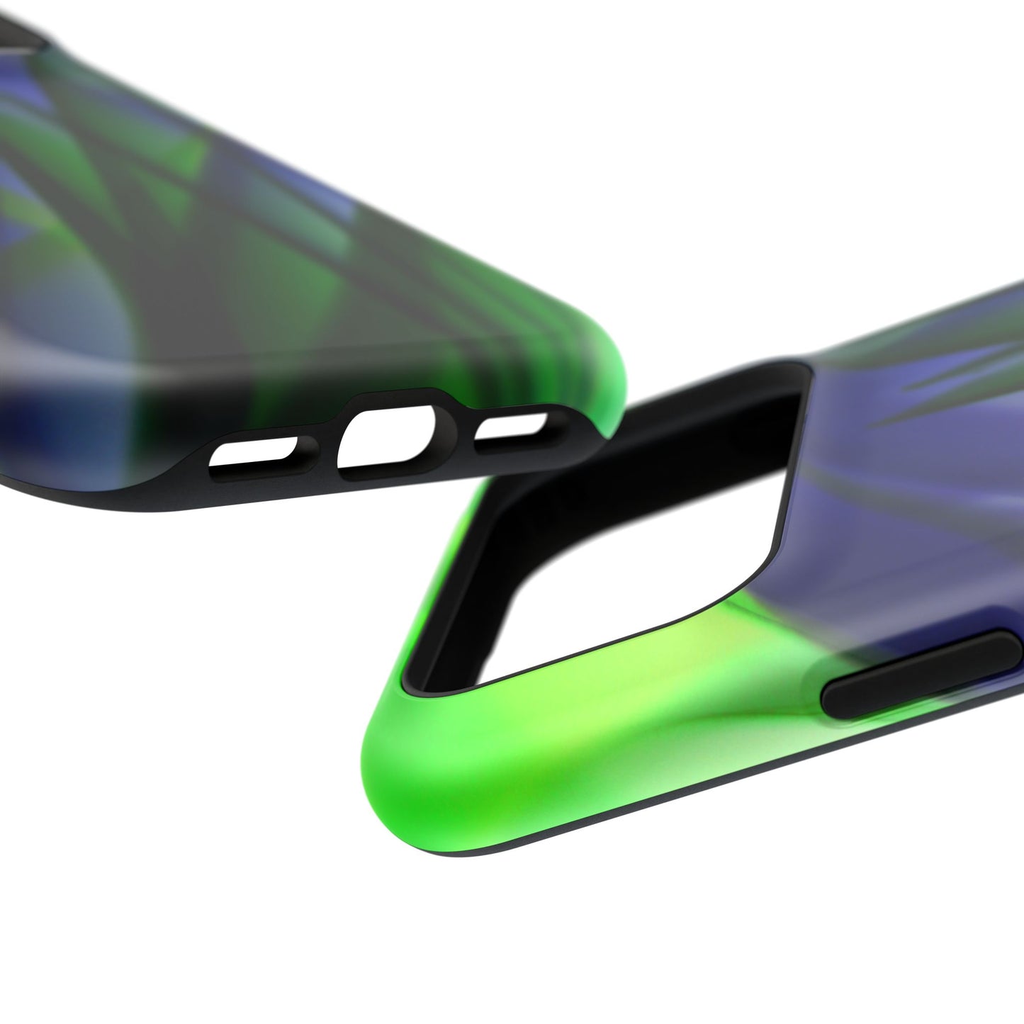 — Green Blue Abstract Wave Design Impact-Resistant Phone Case