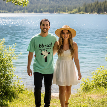 Blessed Beyond Measure T-Shirt — Christian Cross & Dove Faith Tee