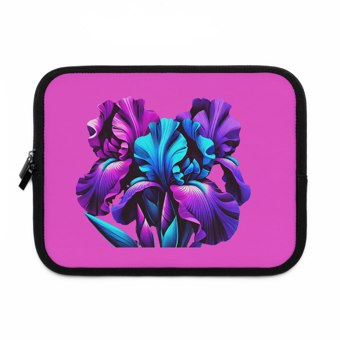 Vivid Neon Iris Laptop Sleeve — Pink Floral Protective Case