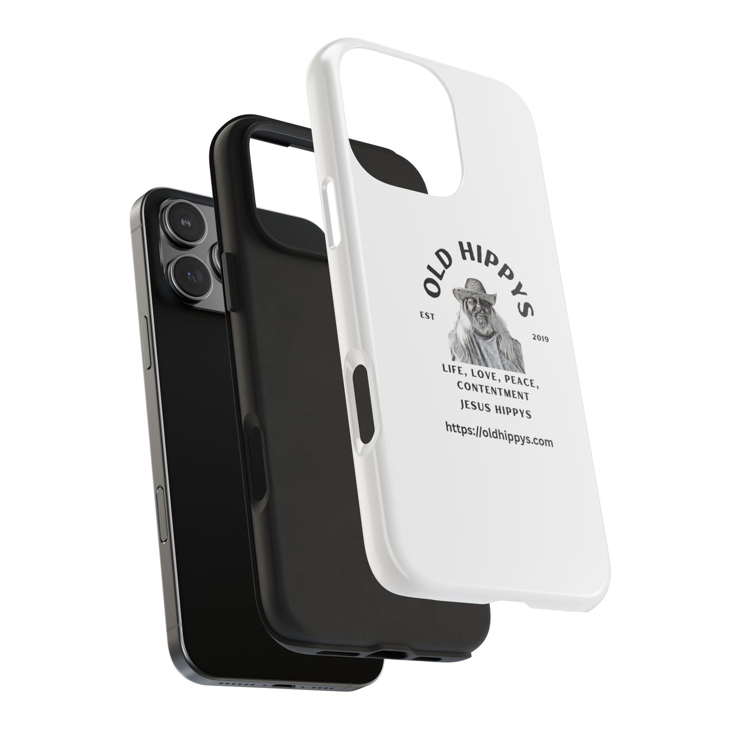 Old Hippys Phone Case — 'Life, Love, Peace, Contentment' Tough Protective Case