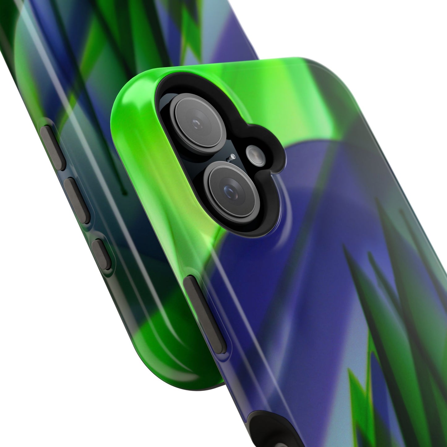 — Green Blue Abstract Wave Design Impact-Resistant Phone Case