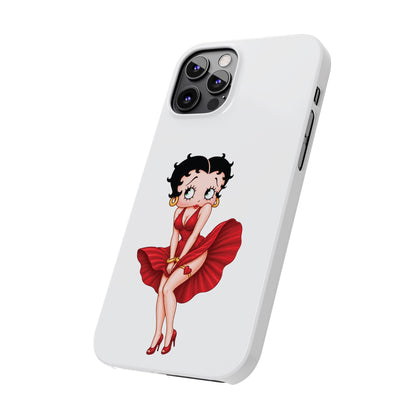 Betty Boop Red Dress Slim iPhone Case — Retro Pin-Up Cartoon Phone Cover