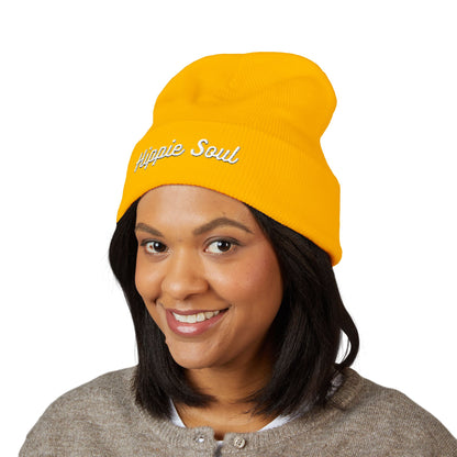 Hippie Soul Embroidered Beanie — Classic Cuffed Knit Hat