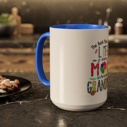 Mom and Grandma Colorful Ceramic Mug — "The Best Part of My Life is Being a Mom and Grandma" (11oz/15oz)
