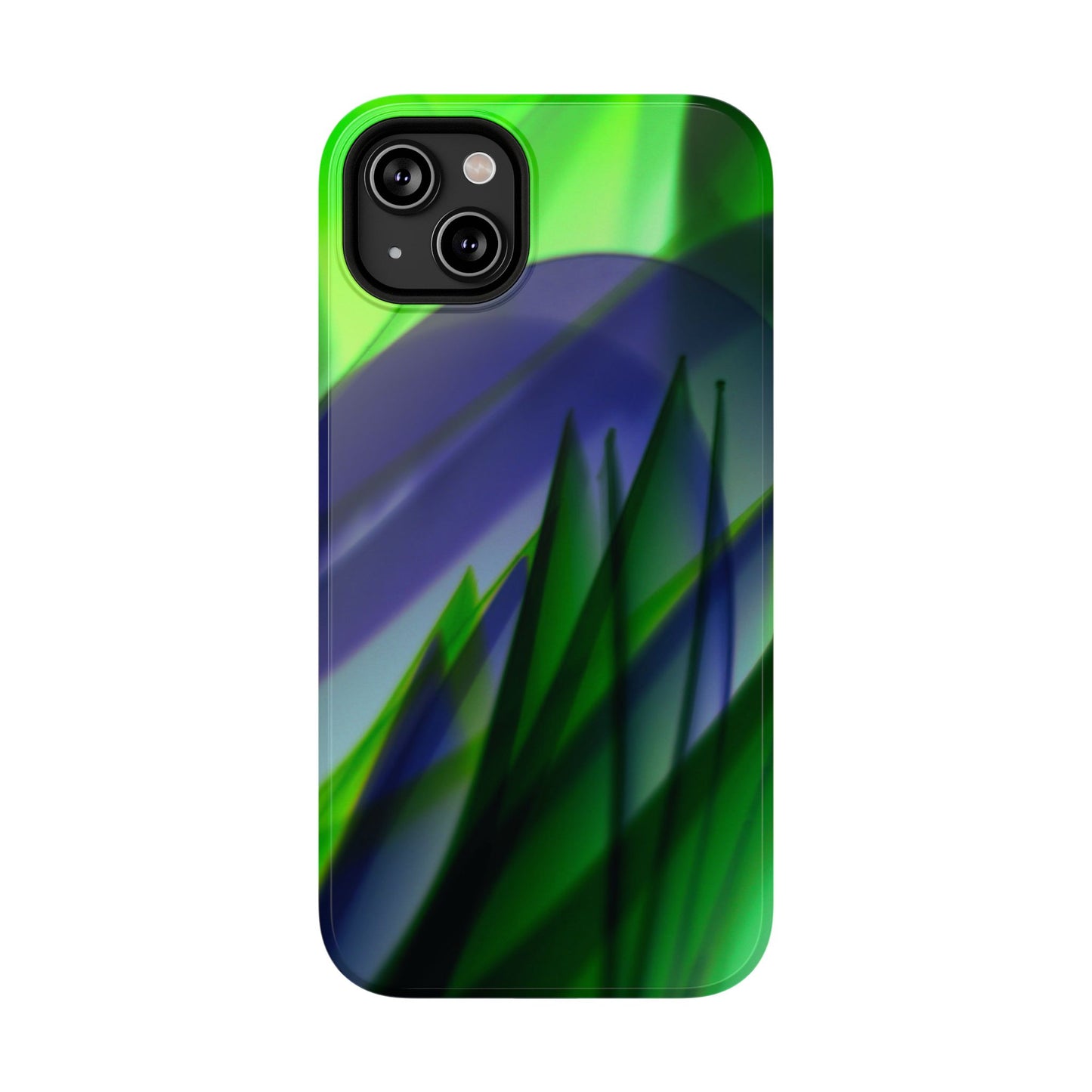 — Green Blue Abstract Wave Design Impact-Resistant Phone Case