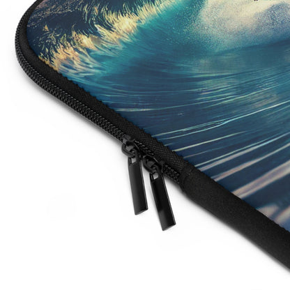 Longboard Surfer Sunrise Laptop Sleeve – Vibrant Ocean Wave Protective Case