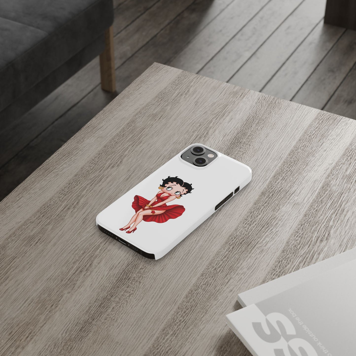 Betty Boop Red Dress Slim iPhone Case — Retro Pin-Up Cartoon Phone Cover