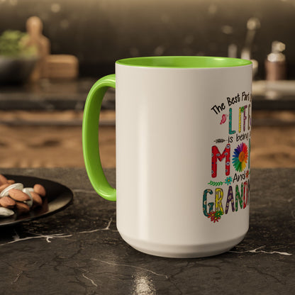 Mom and Grandma Colorful Ceramic Mug — "The Best Part of My Life is Being a Mom and Grandma" (11oz/15oz)
