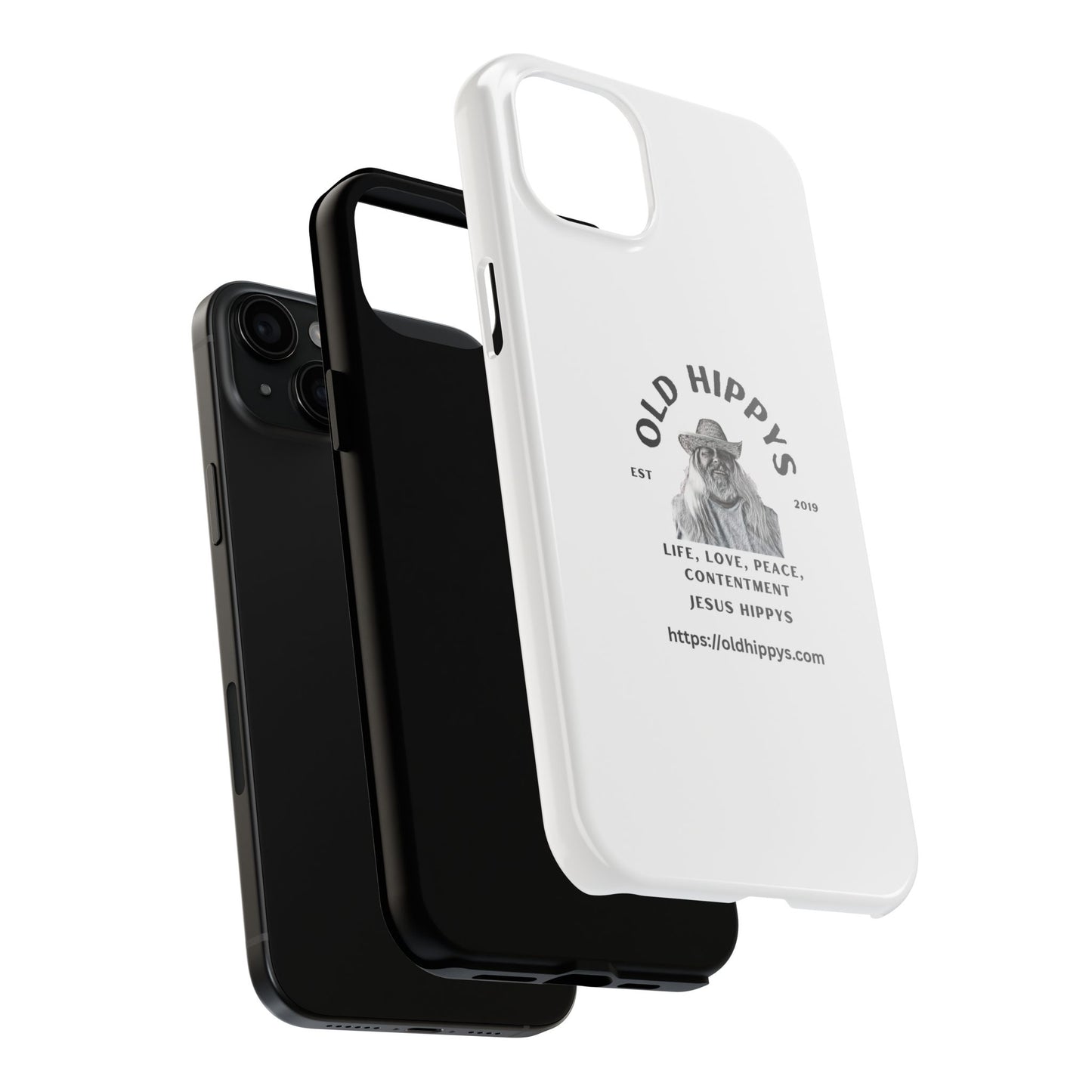 Old Hippys Phone Case — 'Life, Love, Peace, Contentment' Tough Protective Case